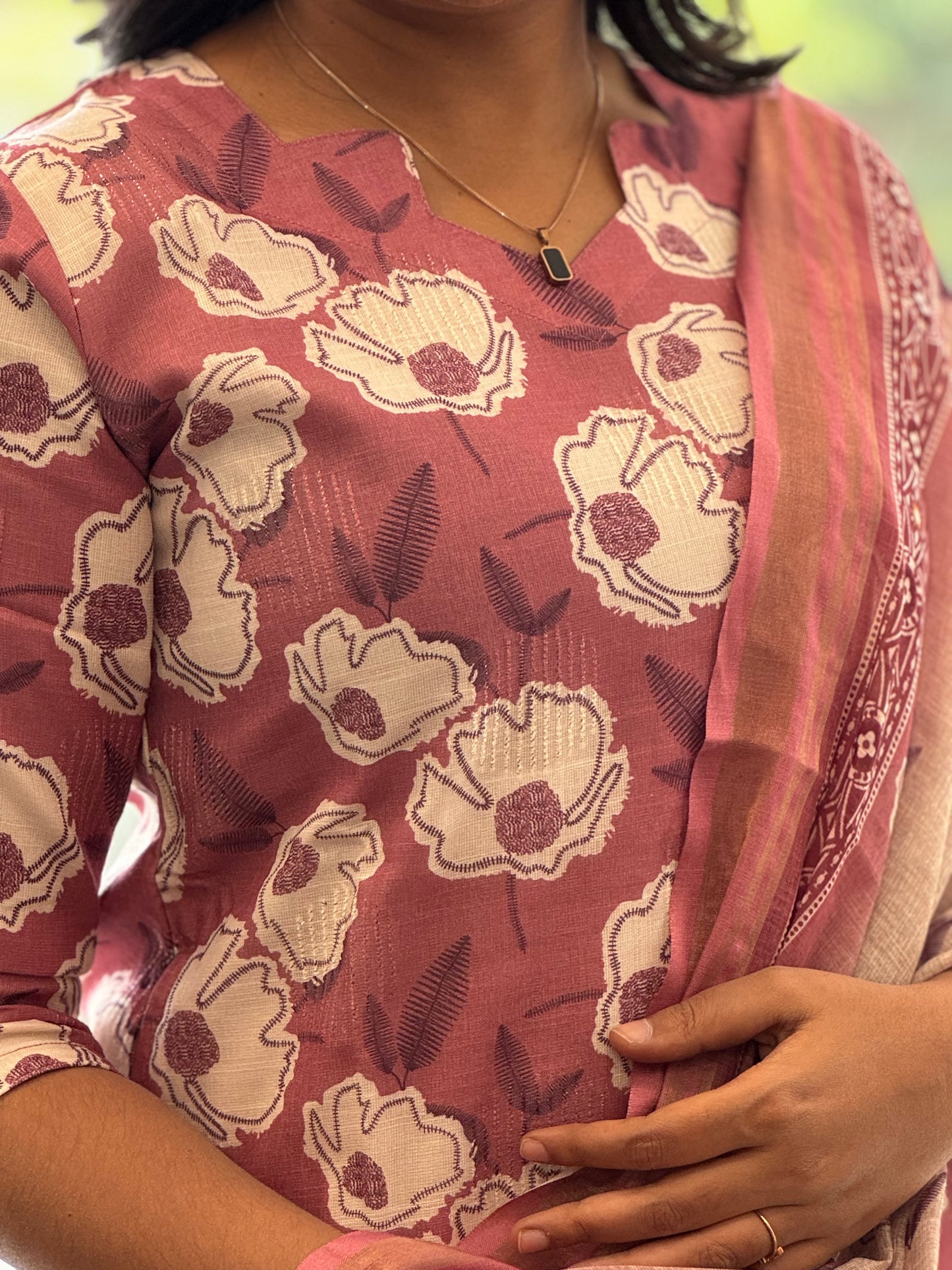 Dusty Onion Pink Lilen Cotton 3 Piece Set