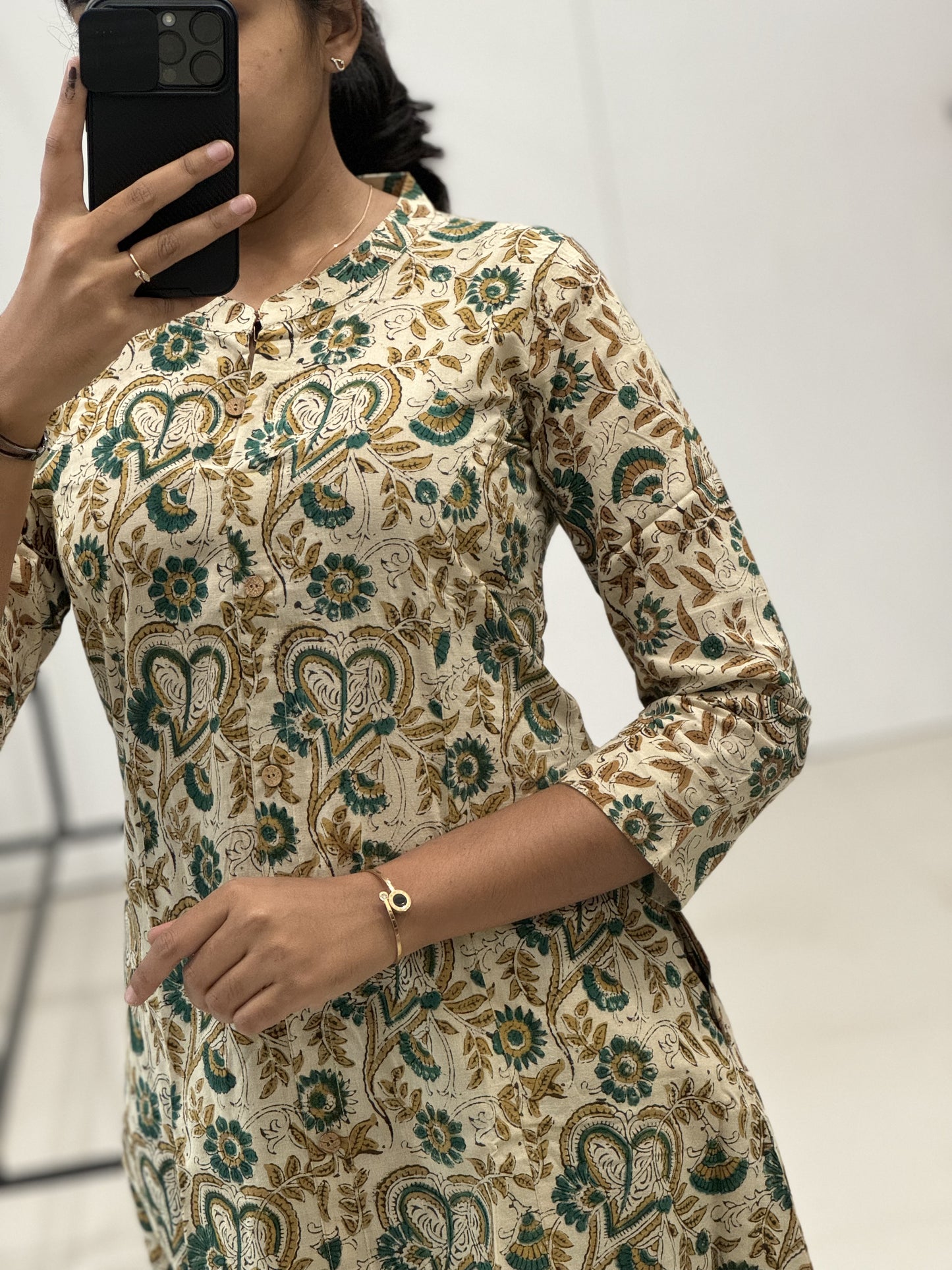 Kalamkari Printed Cotton A Line Kurti