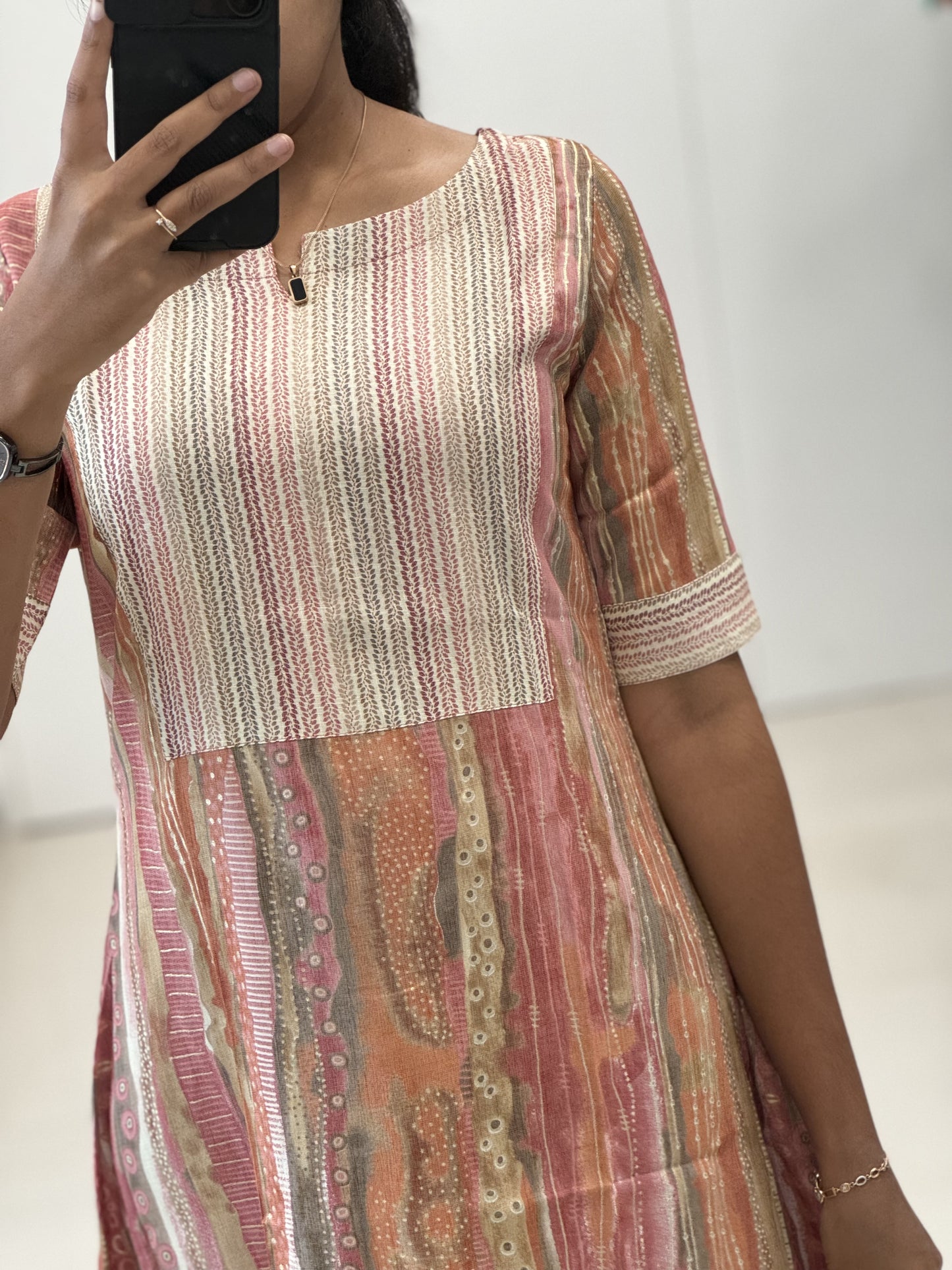 Rayon A Line Kurti - Marble Print