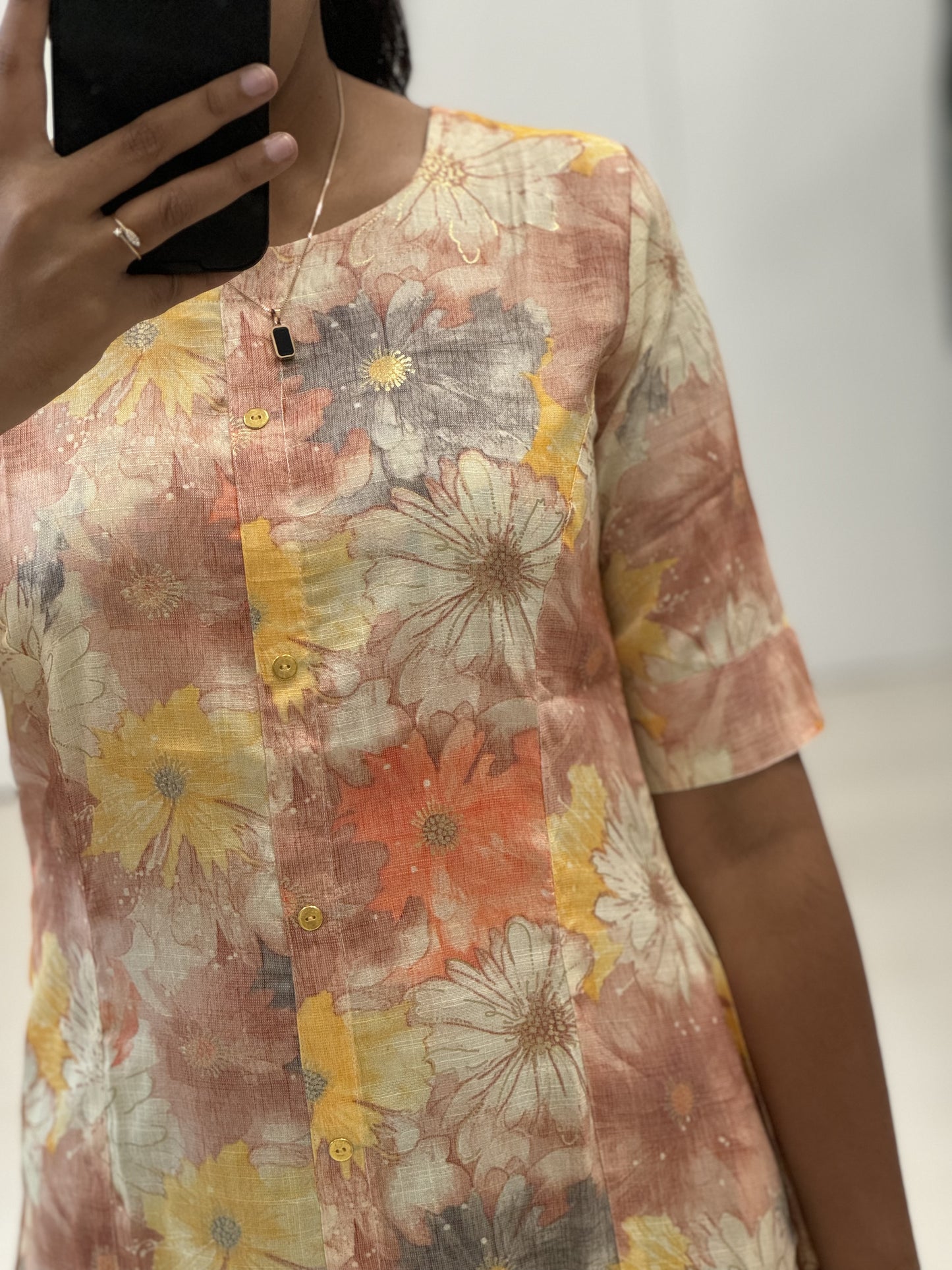 Rayon Floral Print A Line Kurti