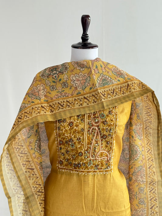 Hand-Embroidered Tissue Linen Suit