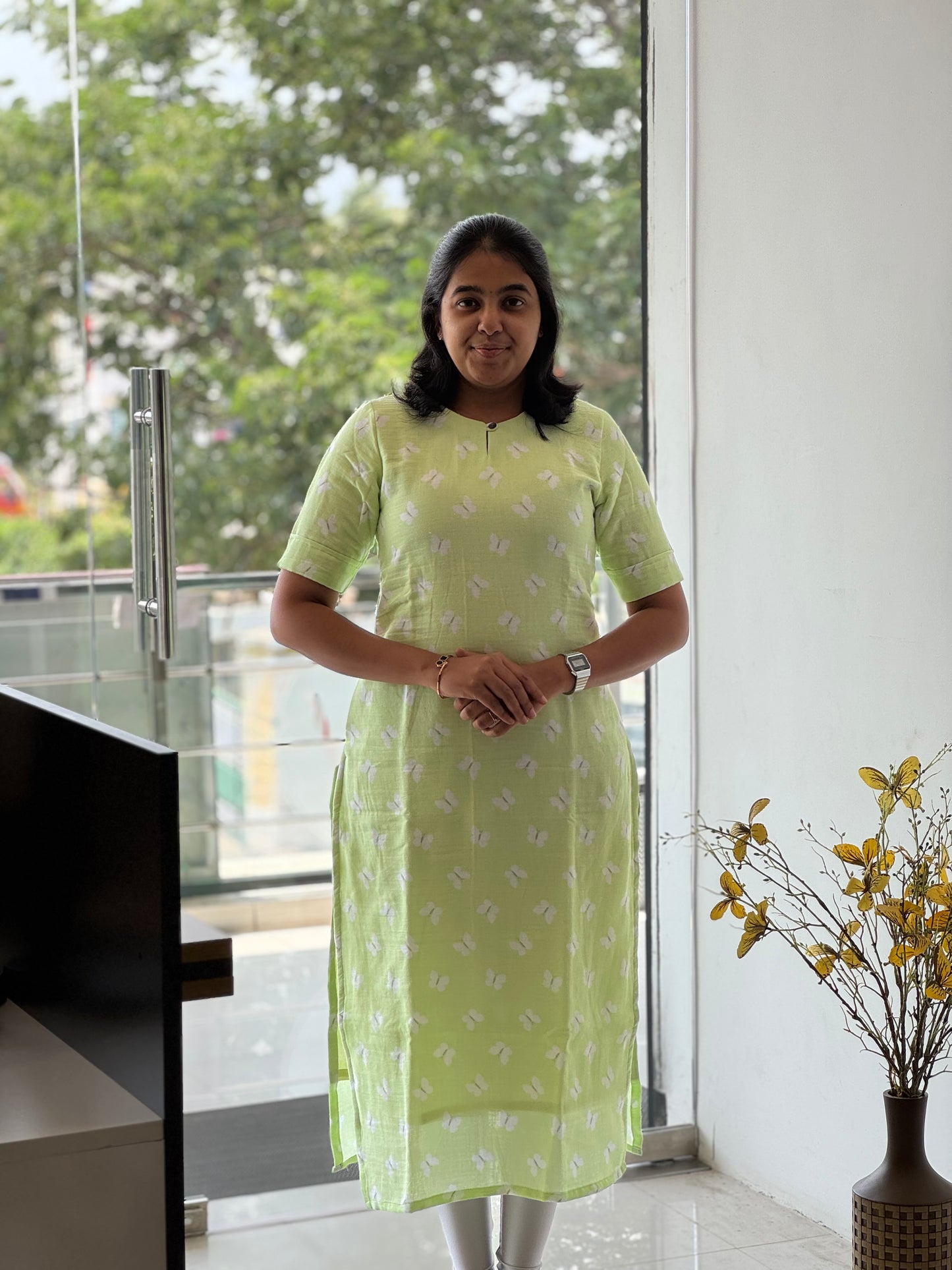 Pista Green Muslin Kurti with Lining