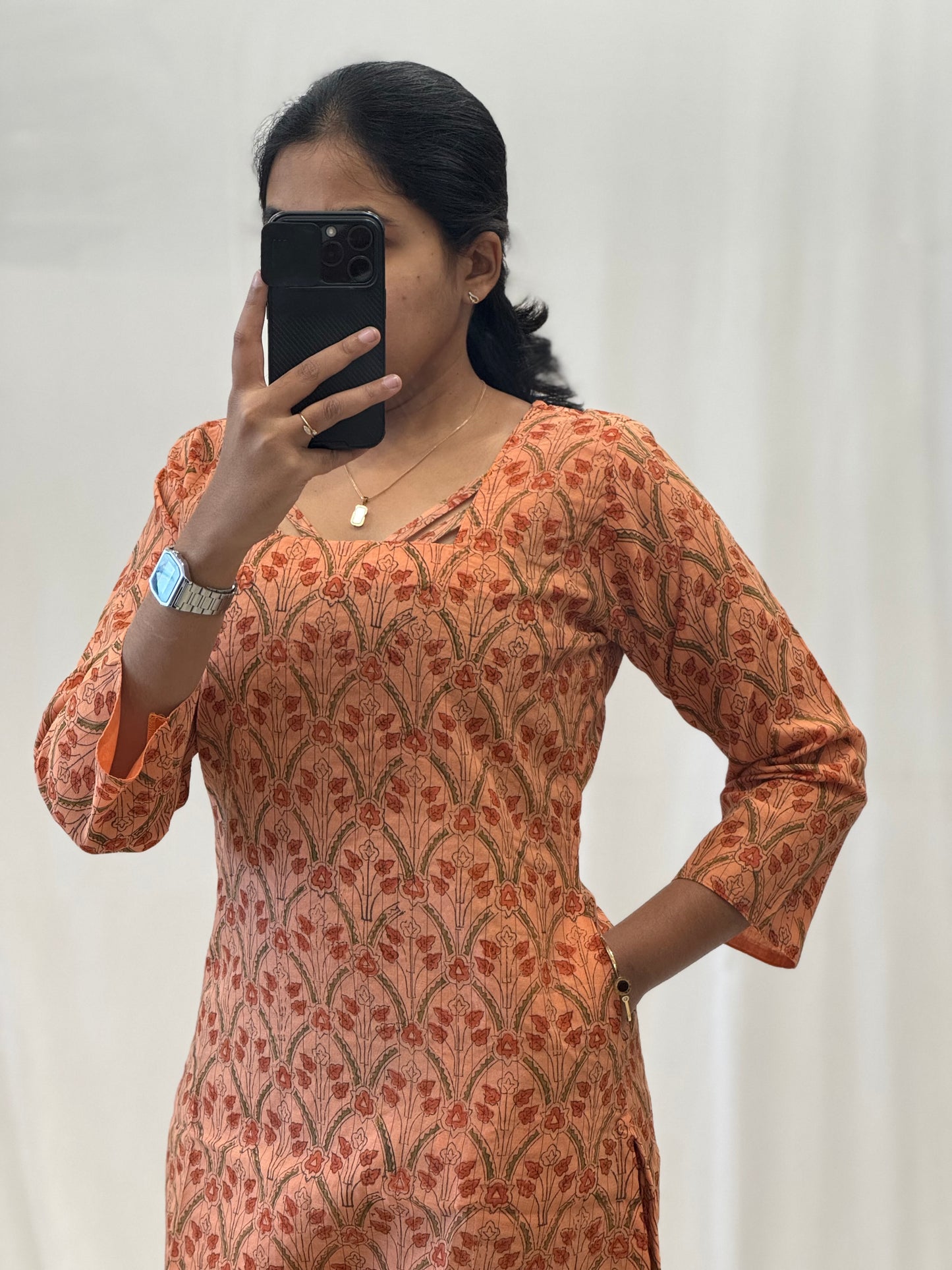 Printed Chanderi Cotton Straight Kurti