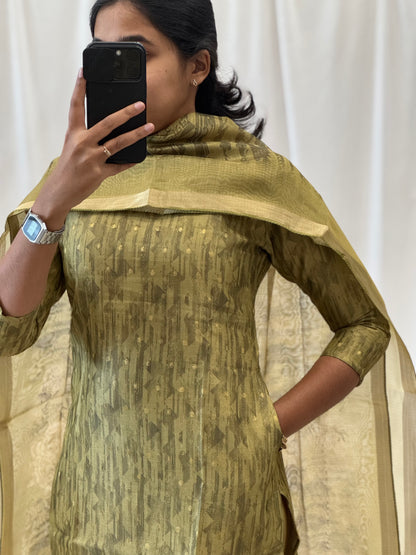 Abstract Tissue Kurti with Dupatta