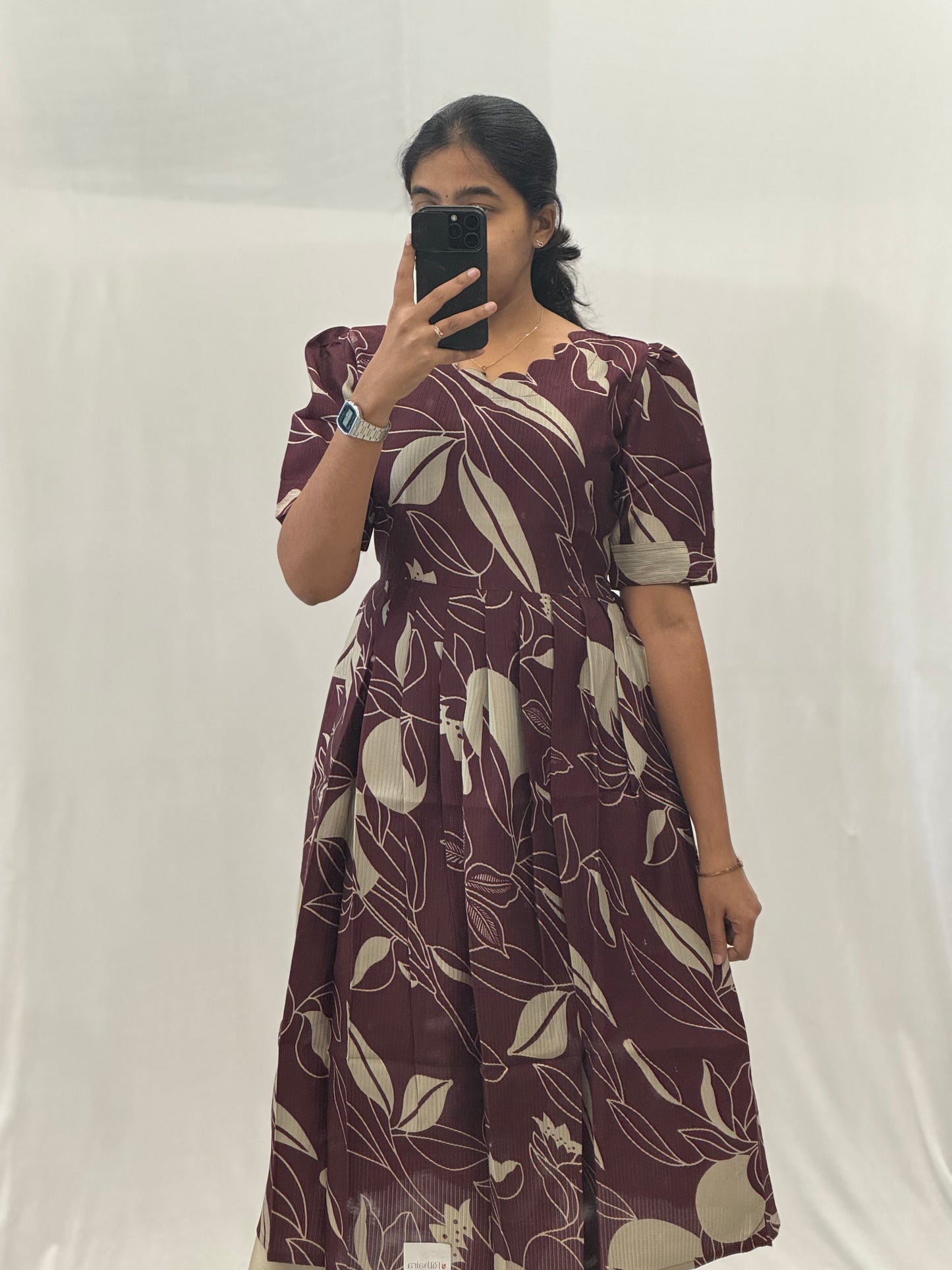 Textured Satin Rayon Umbrella Kurti