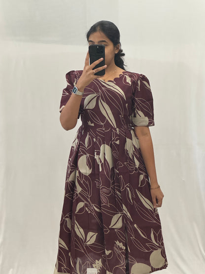 Textured Satin Rayon Umbrella Kurti