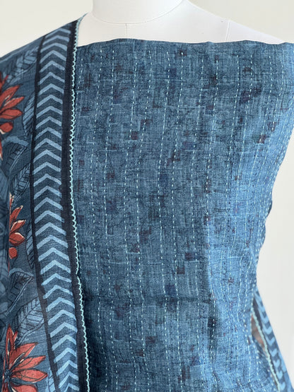 Handcrafted Kantha Ghicha Tussar Silk Set