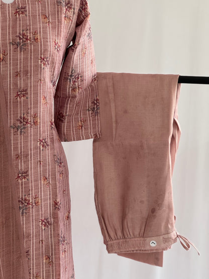 Baby Pink Floral Tissue Linen Set