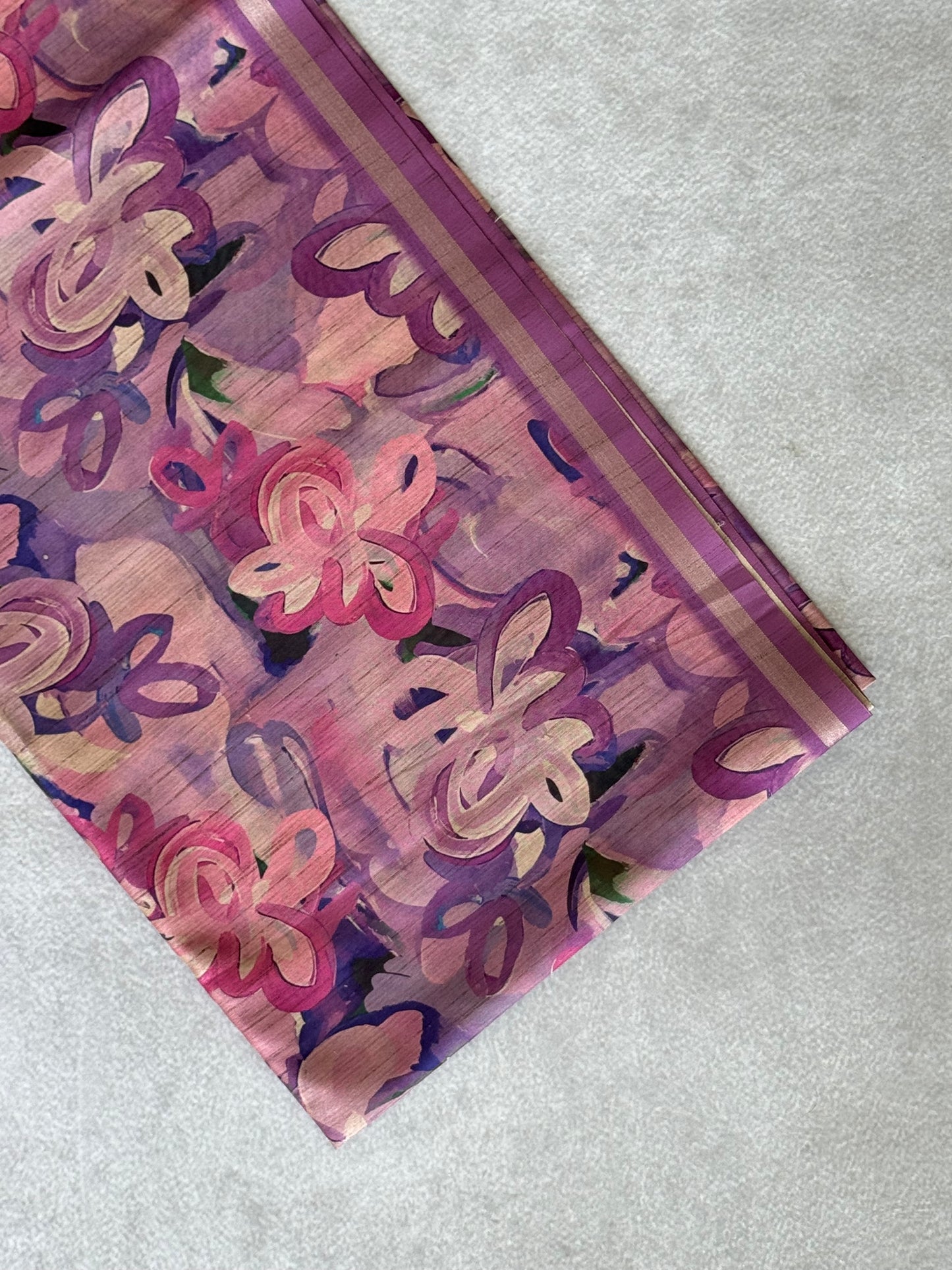 Brush Paint Printed Tissue Chanderi Saree