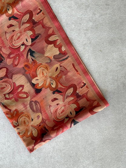 Brush Paint Printed Tissue Chanderi Saree