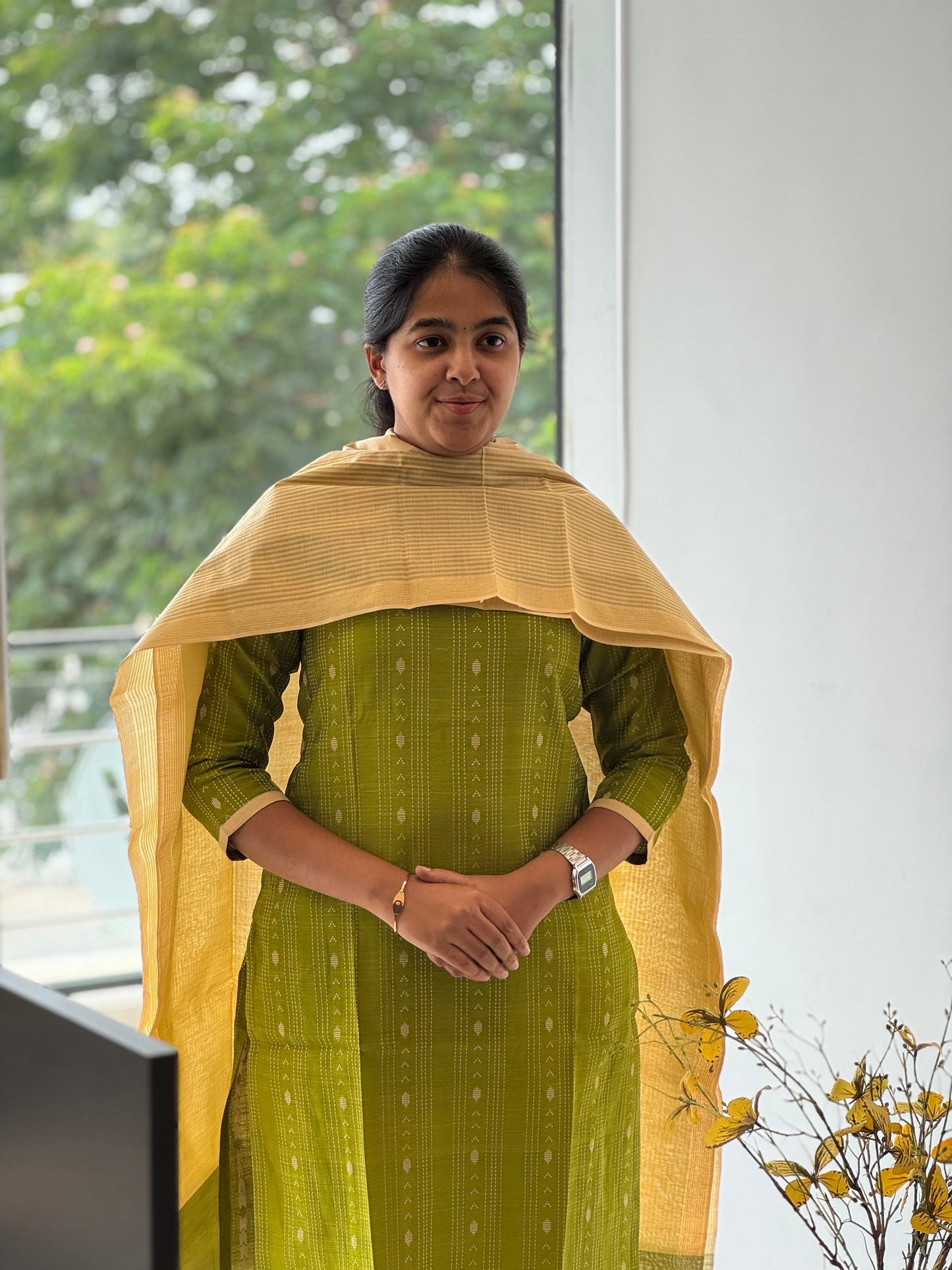 Parrot Green Handloom Cotton 3 Piece Set