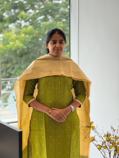 Parrot Green Handloom Cotton 3 Piece Set