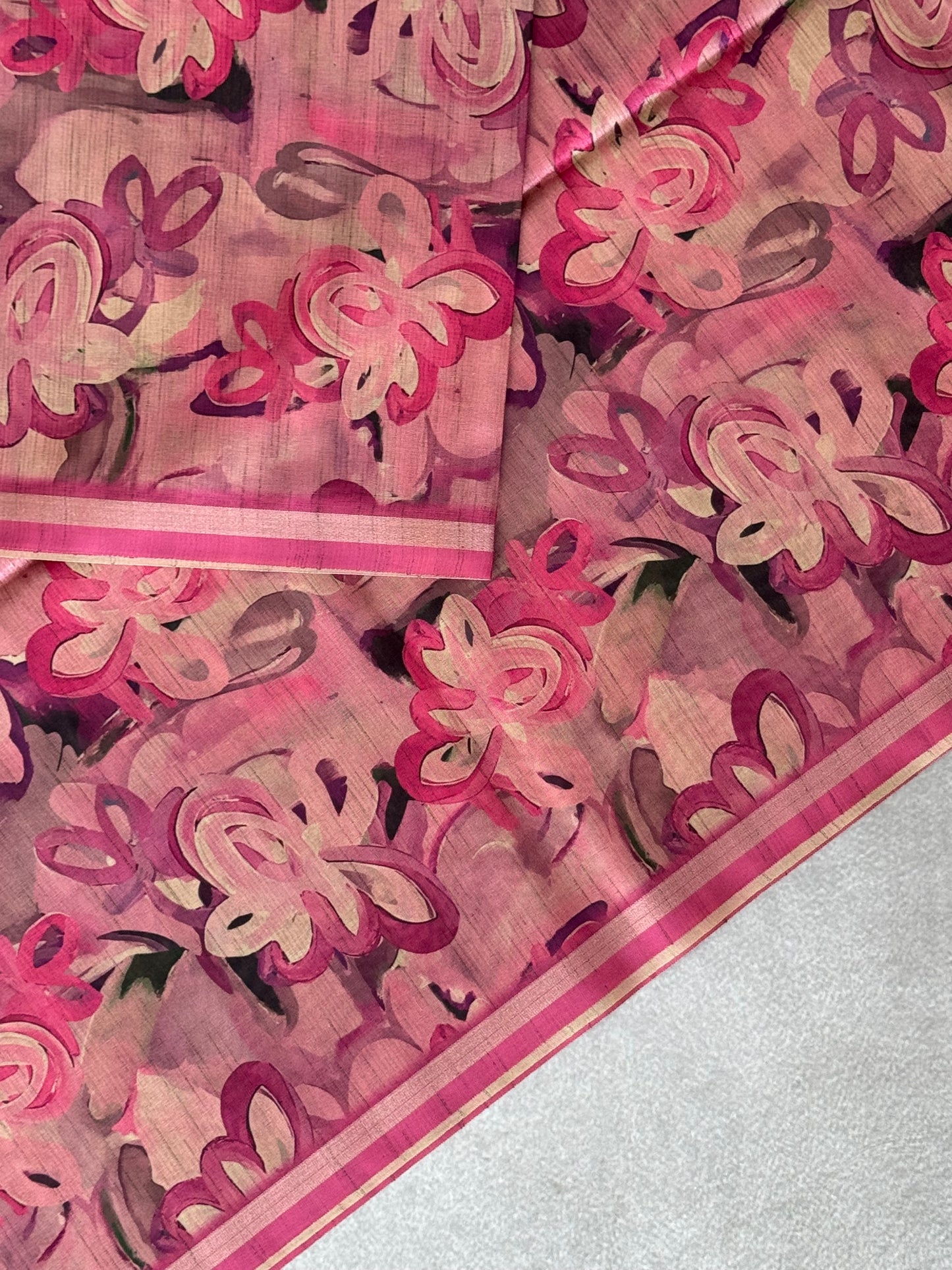 Brush Paint Printed Tissue Chanderi Saree