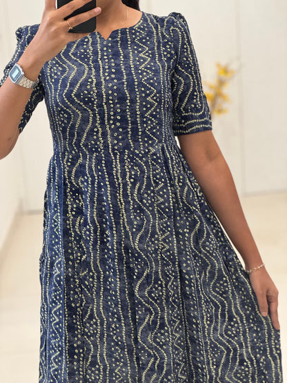 Bandhani Printed Rayon Umbrella Kurti
