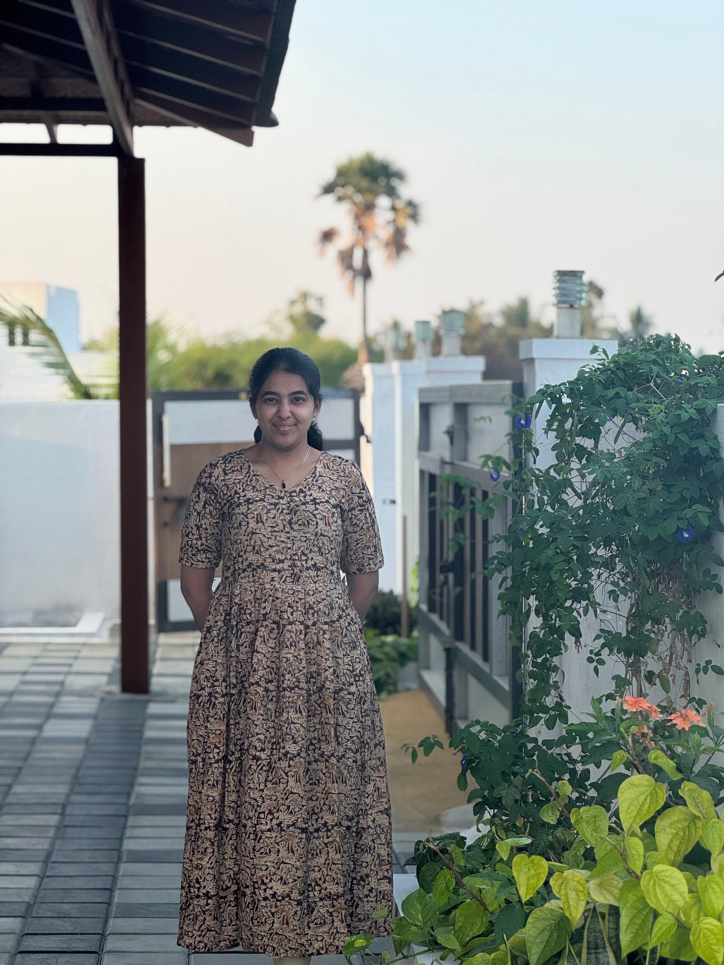 Maroon Kalamkari Cotton Maxi