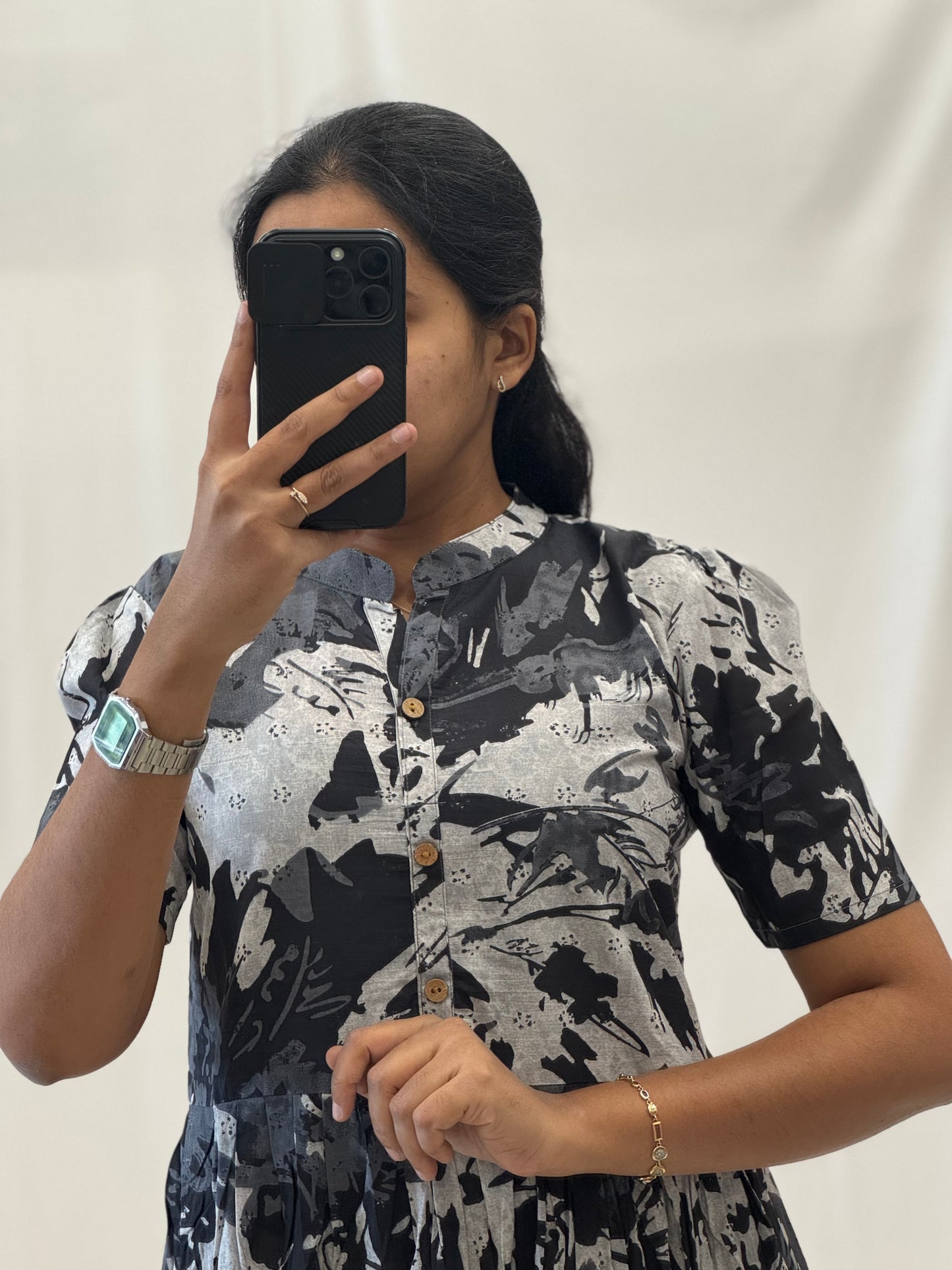 Black Cotton Two Tier Maxi