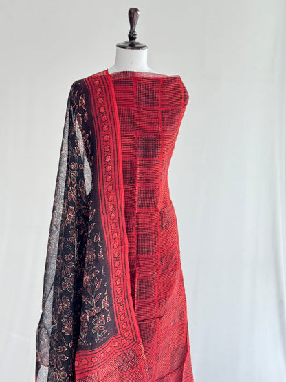 Block Printed Kota Top & Dupatta with lining