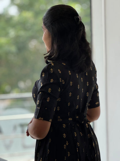 Foil Motif Printed Heavy Rayon Maxi
