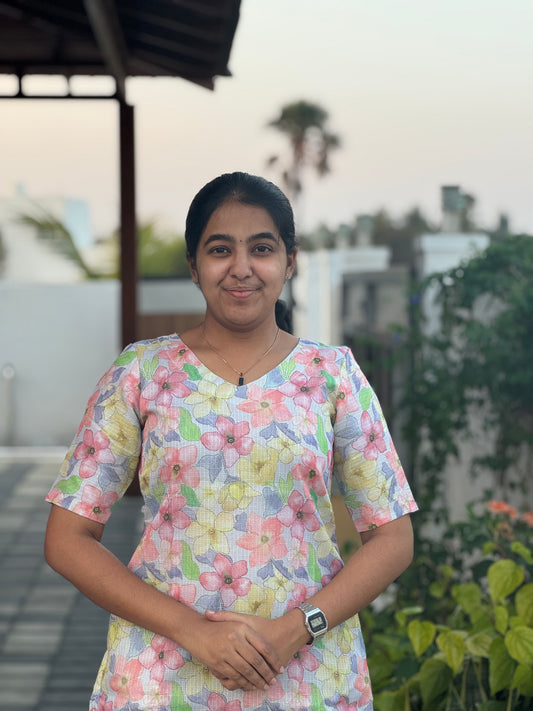 Mild Floral Kota Kurti