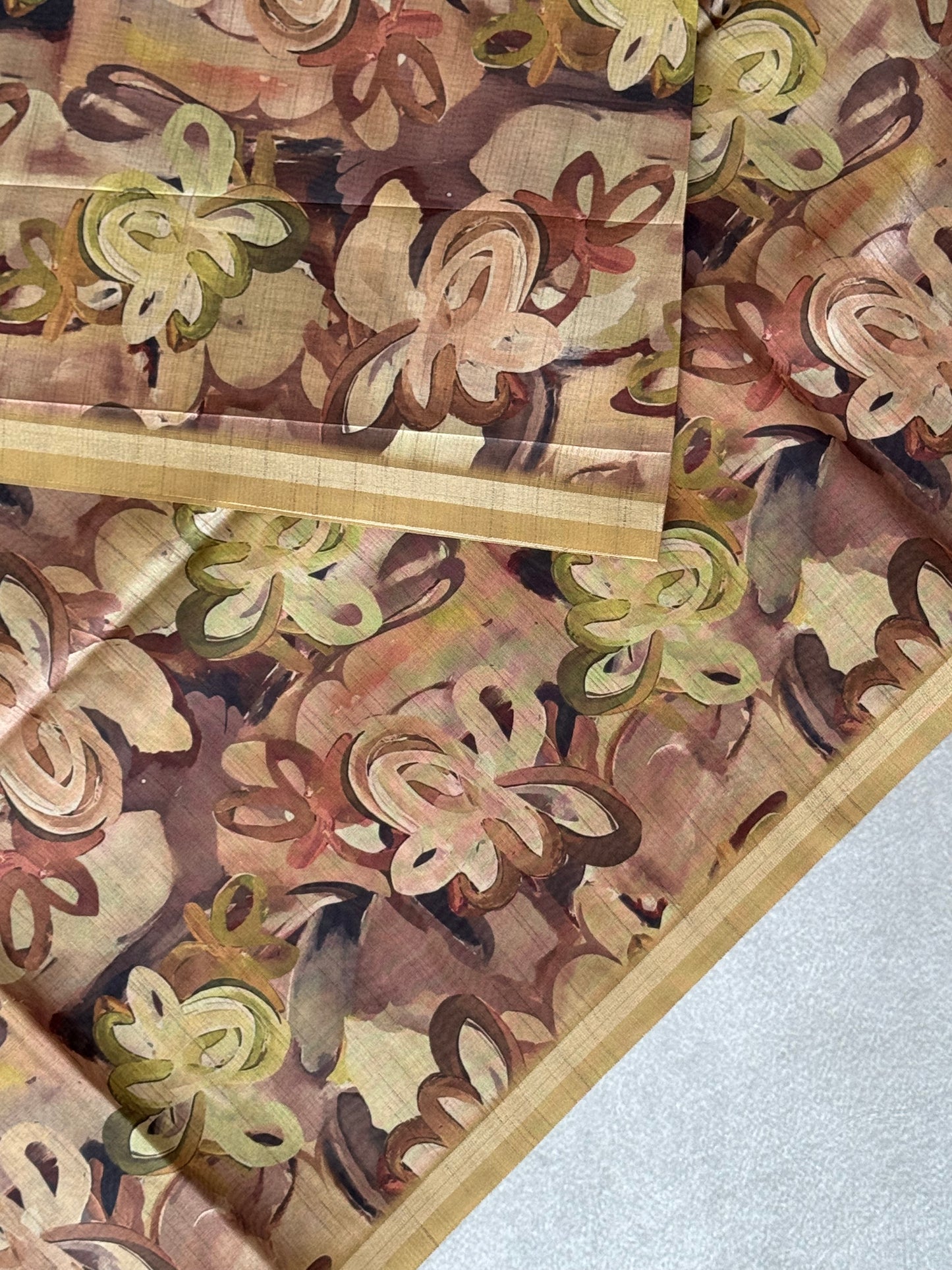 Brush Paint Printed Tissue Chanderi Saree