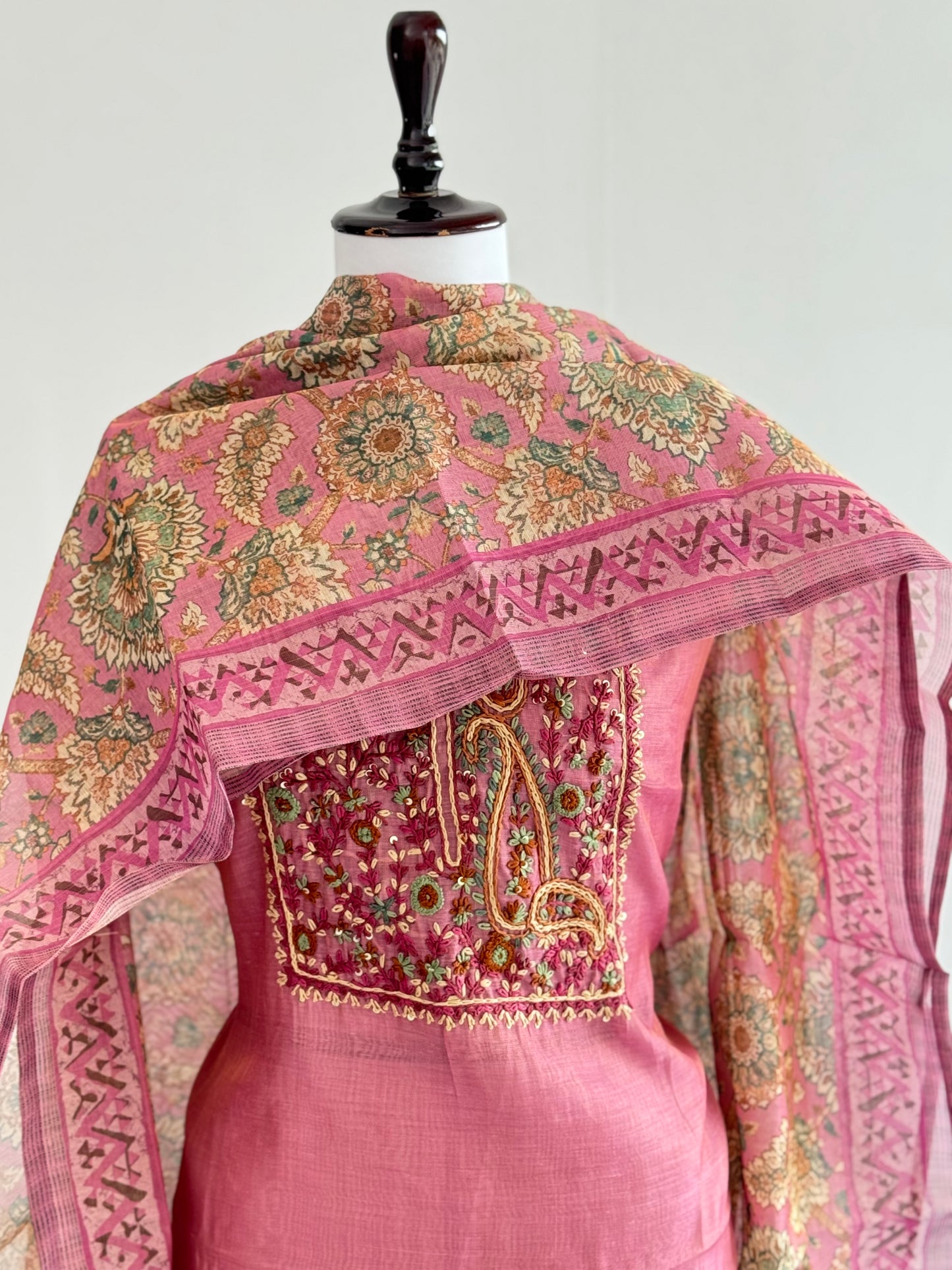 Hand-Embroidered Tissue Linen Suit