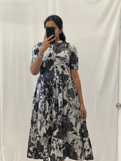 Black Cotton Two Tier Maxi