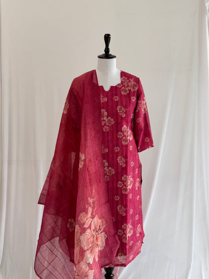 Pink Floral Tissue Linen Set