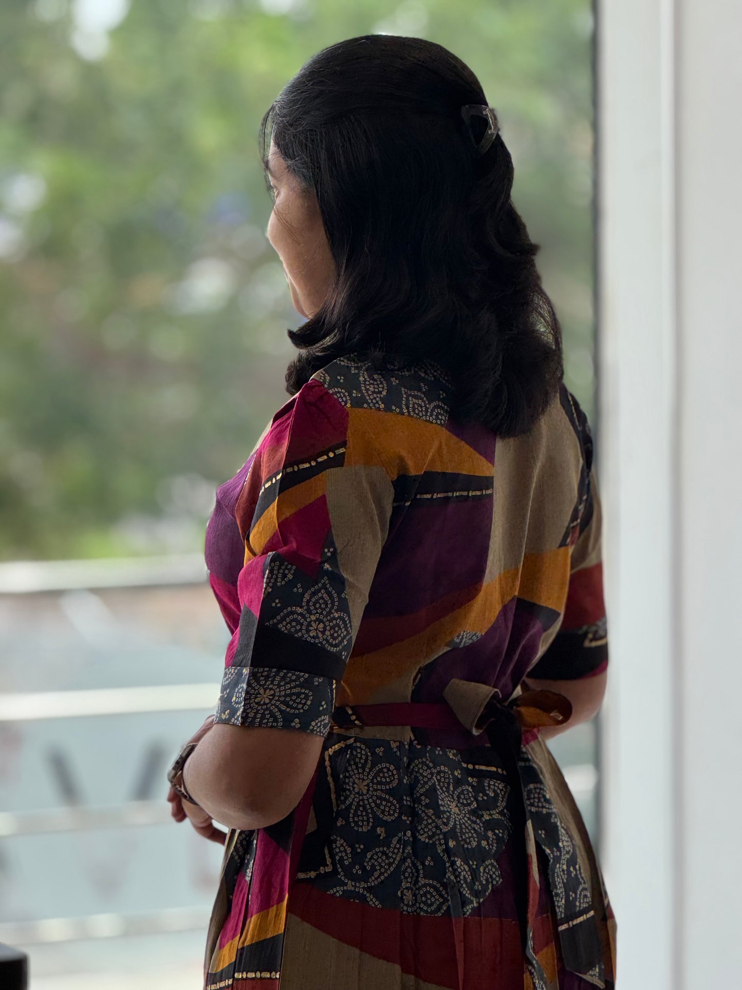 Multi-Coloured Printed Spun Rayon Maxi