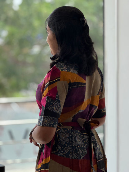 Multi-Coloured Printed Spun Rayon Maxi