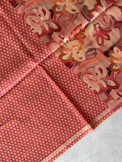 Brush Paint Printed Tissue Chanderi Saree