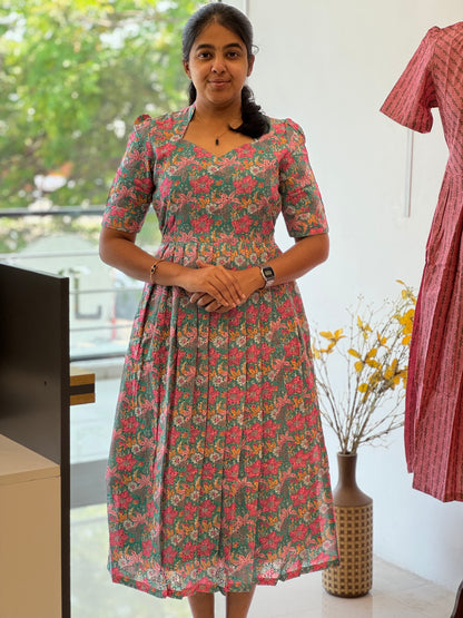 Forest Green Cotton Hakoba Maxi