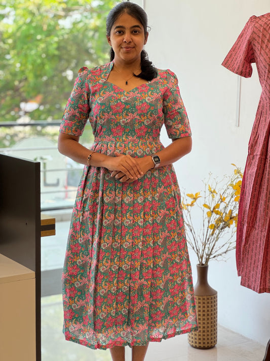 Forest Green Cotton Hakoba Maxi