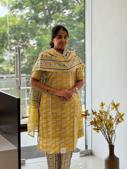 Yellow Cotton 3 Piece Set