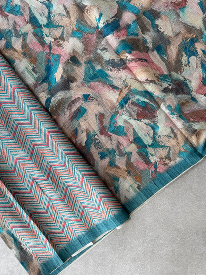 Digital Printed Semi Tusser Saree