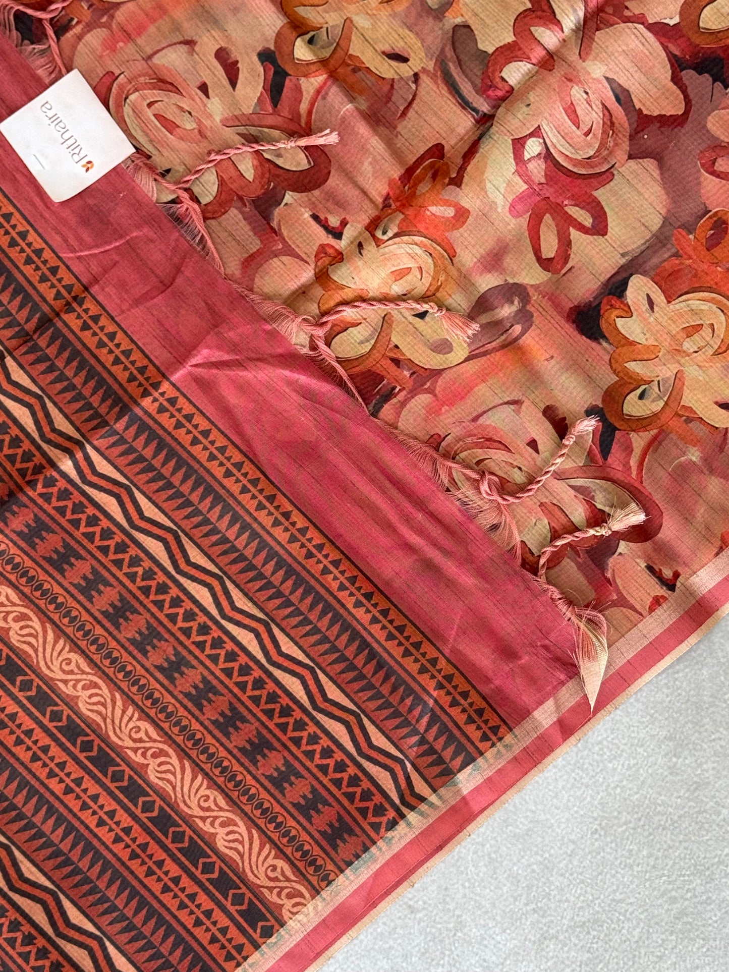 Brush Paint Printed Tissue Chanderi Saree