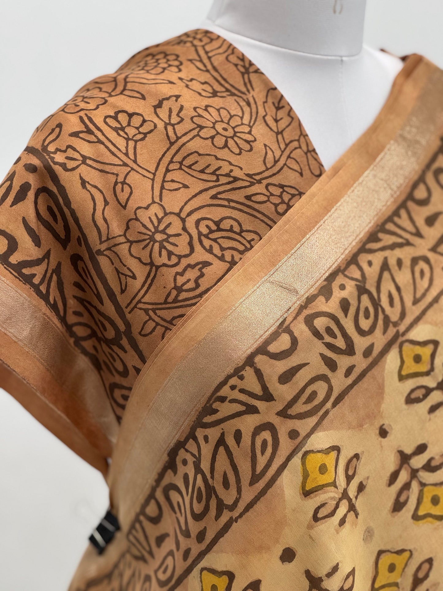 Pure Hand block printed Modal Silk Saree