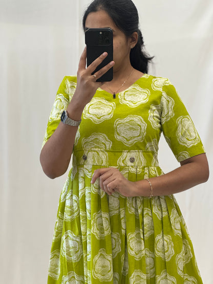 Apple Green Cotton Maxi with Full Lining