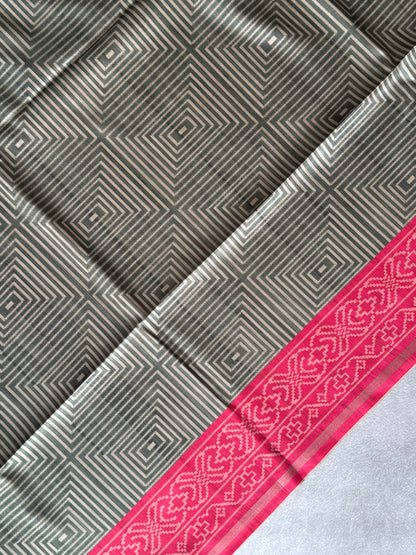 Geometric Printed Semi Tusser Saree