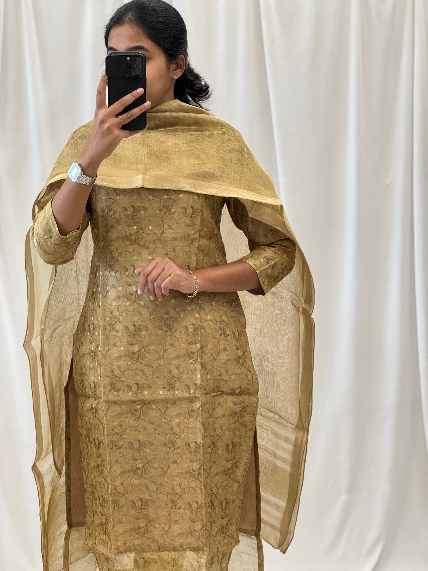 Abstract Tissue Kurti with Dupatta