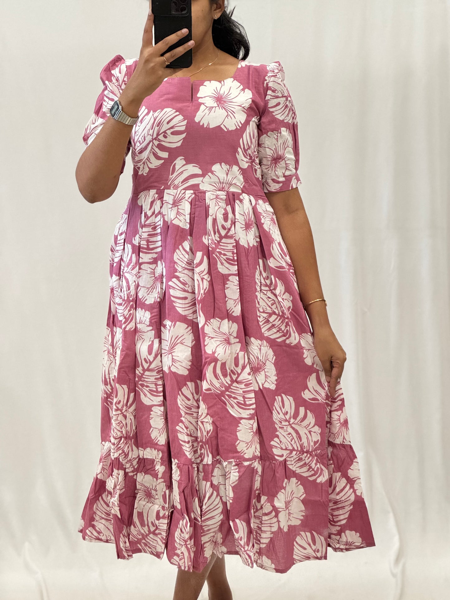 Pink Floral 2-Tier Maxi with Lining