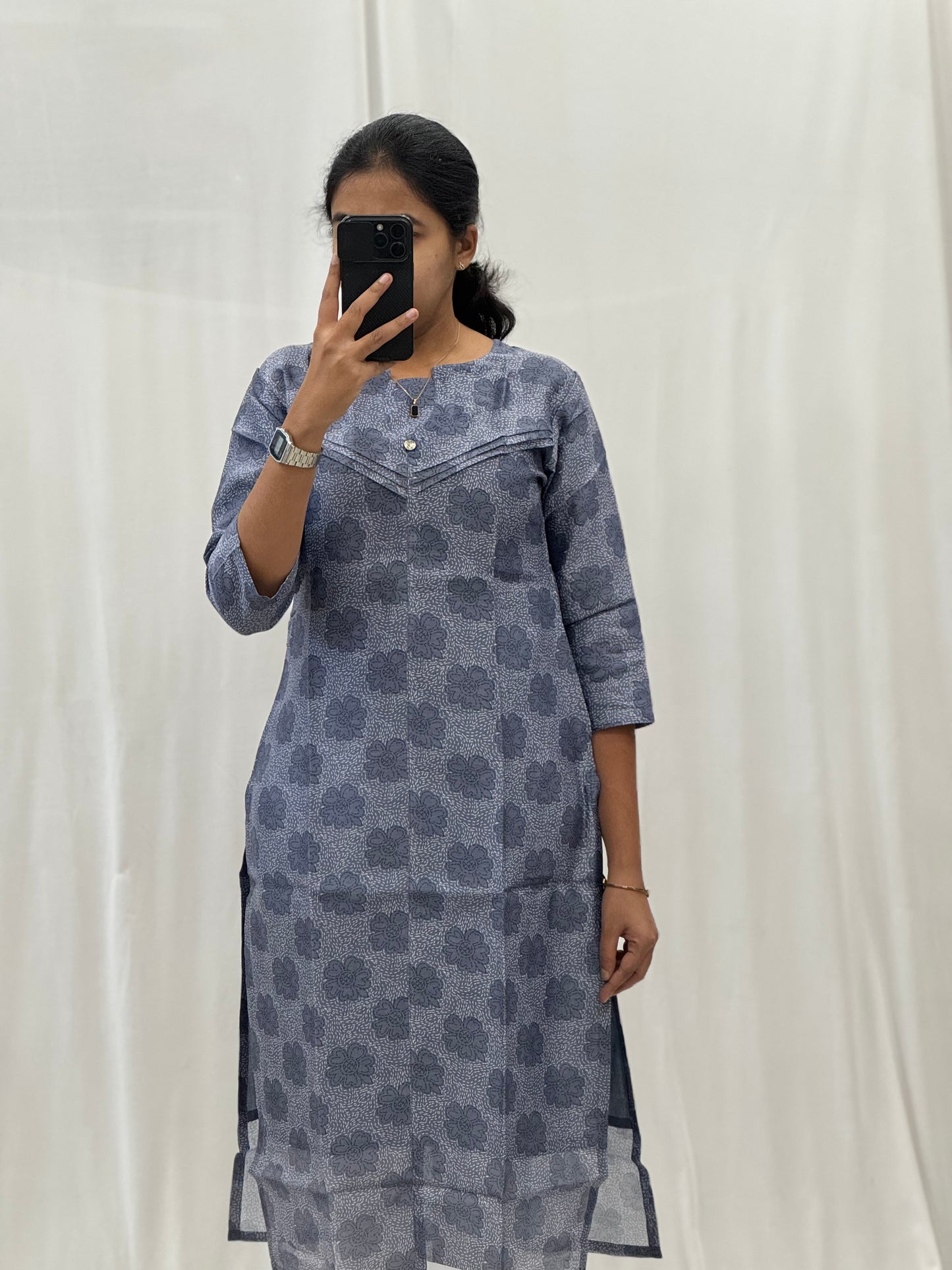 Chanderi Cotton Straight Kurti
