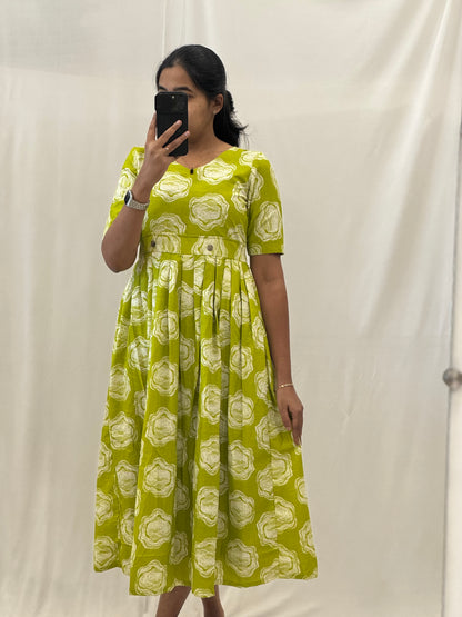 Apple Green Cotton Maxi with Full Lining