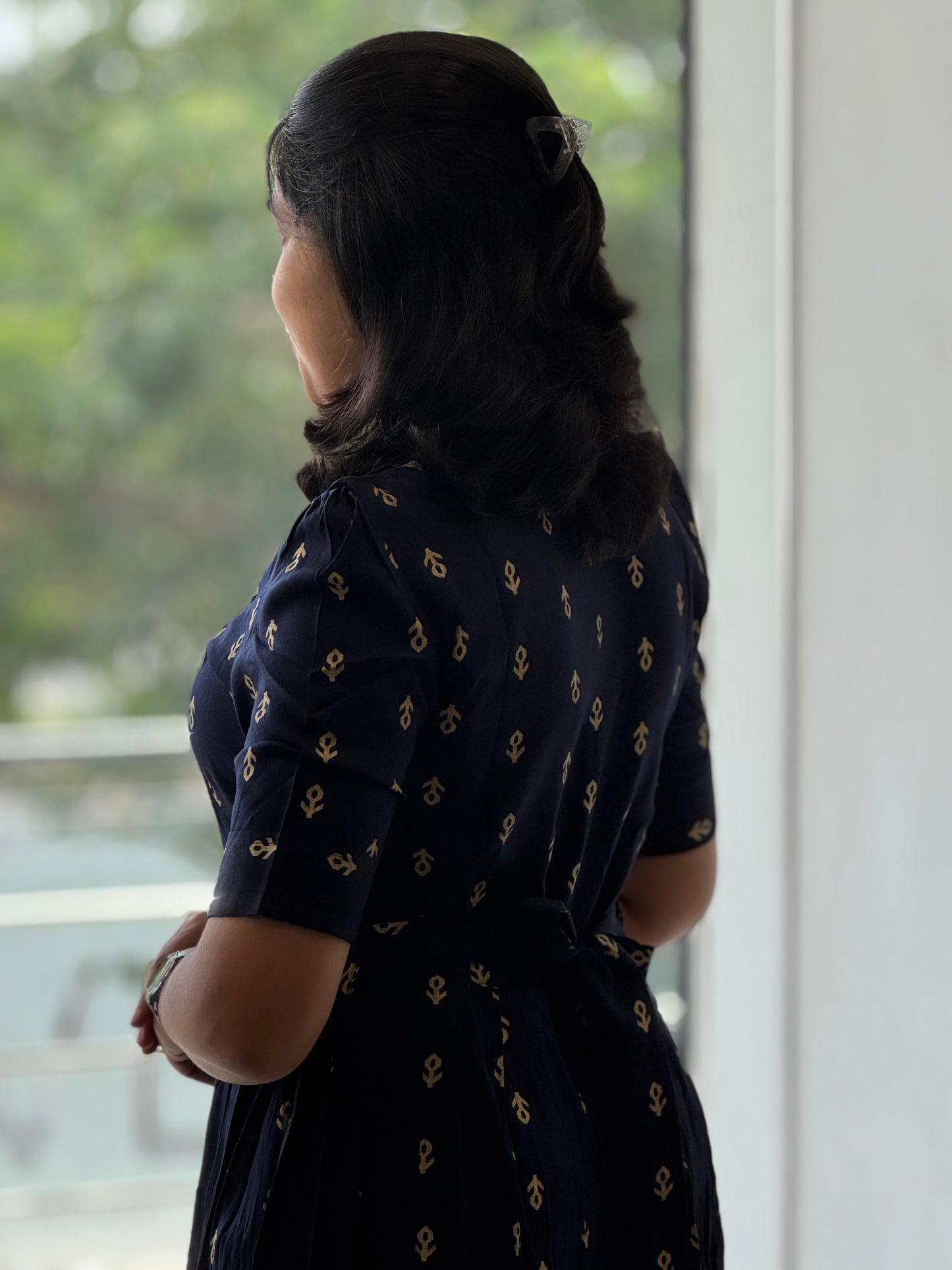 Foil Motif Printed Heavy Rayon Maxi