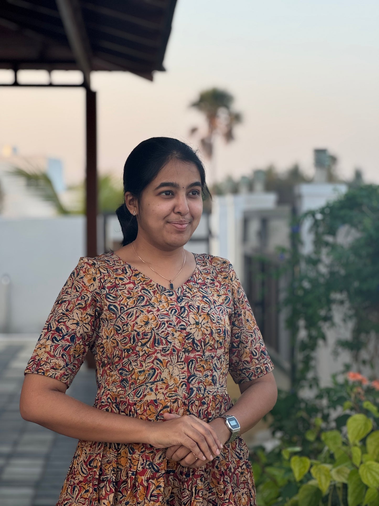 Auburn Maroon Kalamkari Cotton Maxi