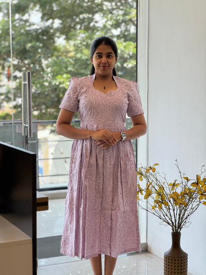 Embroidered Crush Cotton Maxi