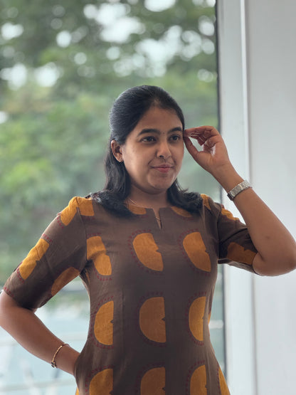 Brown & Yellow Cotton Co-Ord Set