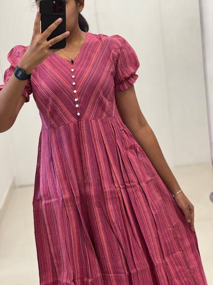 Cotton Pompom Umbrella Kurti