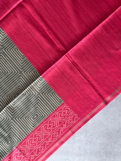 Geometric Printed Semi Tusser Saree