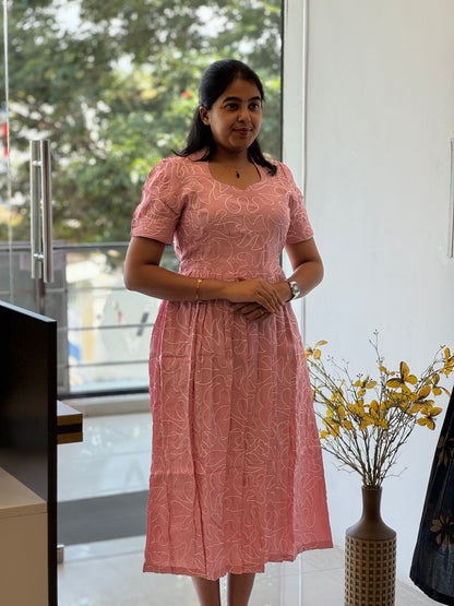 Embroidered Crush Cotton Maxi