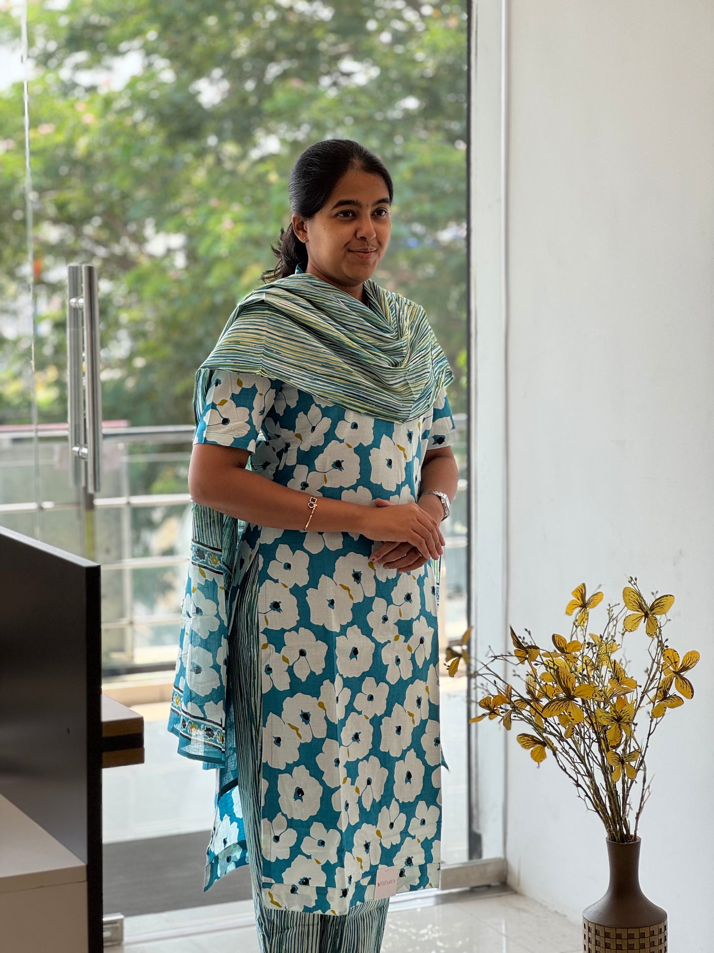 Sky Blue Cotton 3 Piece Set